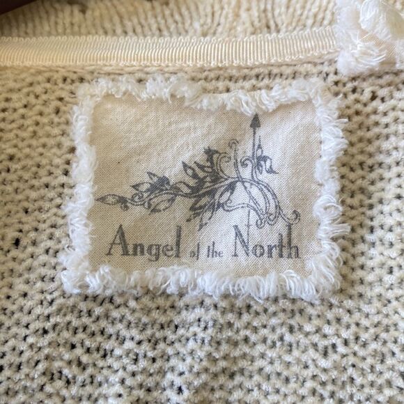 Anthro Angel of the North Evenie Chenille long open Cardigan Ivory Sweater S - Picture 9 of 12